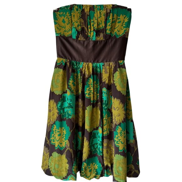 Plenty by Tracy Reese Silk Floral Strapless Dress Size 6 Bubble Hem Empire Waist - Picture 15 of 16